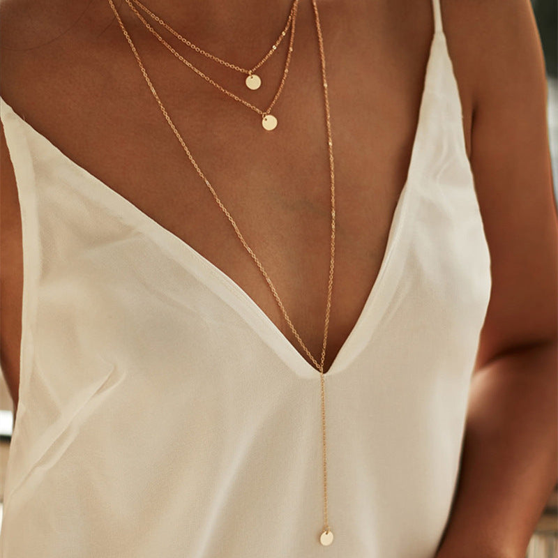 Bohemian Multilayer Chain Necklace Coin Pendant