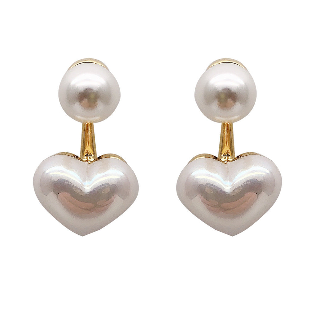 Elegant Pearl Heart Dangle Earrings