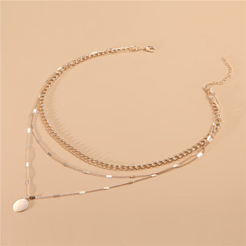 Multi Layer Round Coin Pendant Necklace