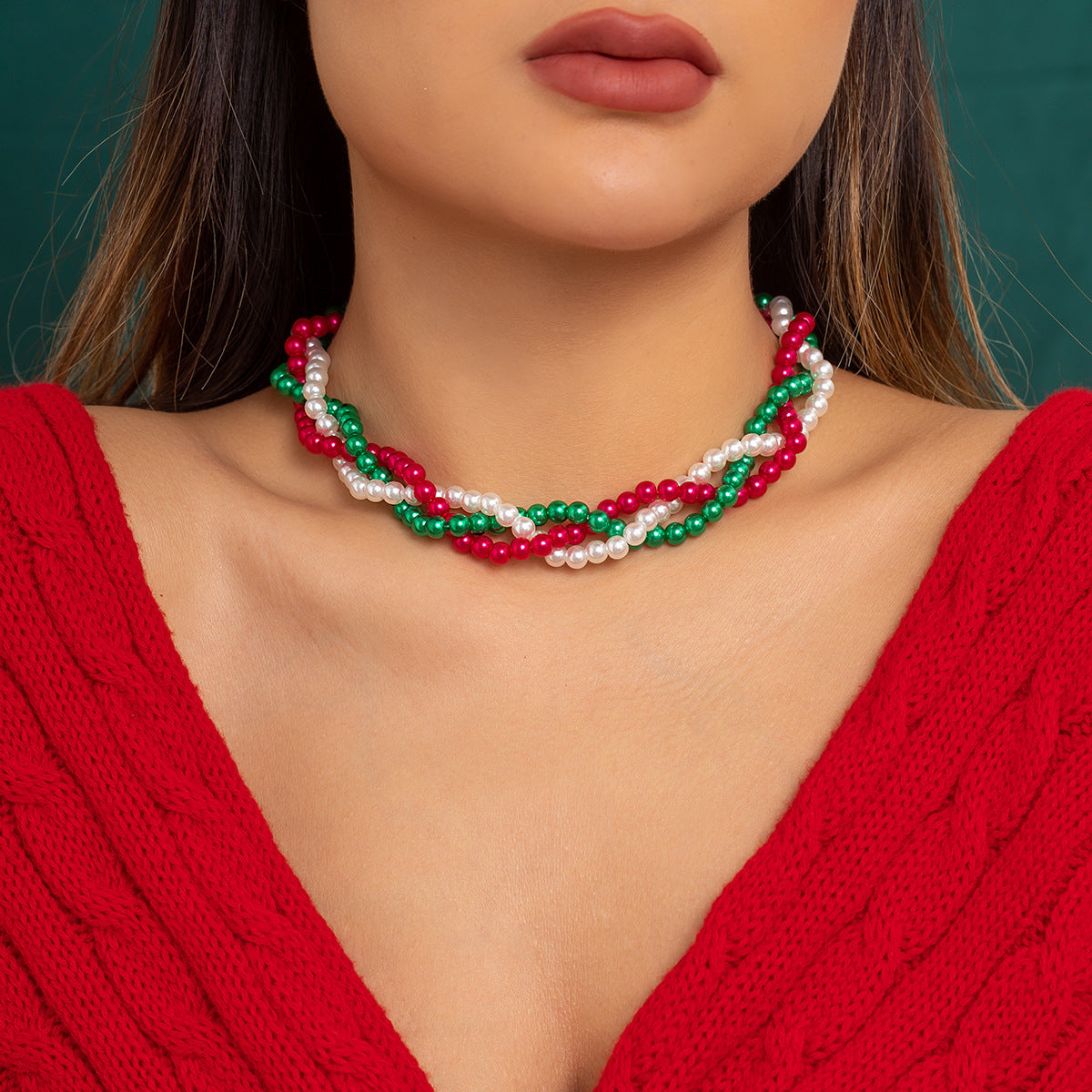 Christmas Women Long Fashion Pearl Beaded Necklaces
