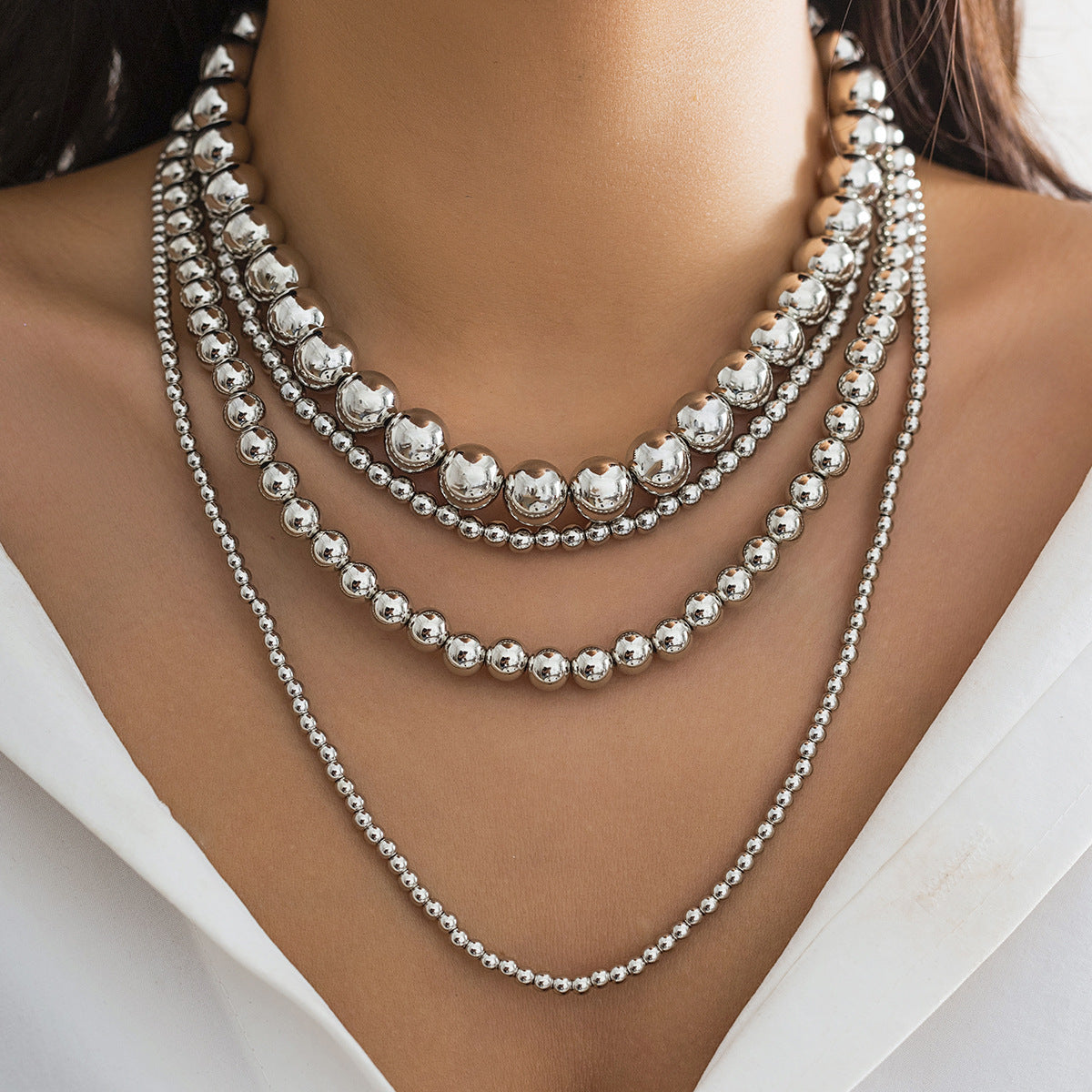 Multi Layered Large CCB Bead Chain Necklace