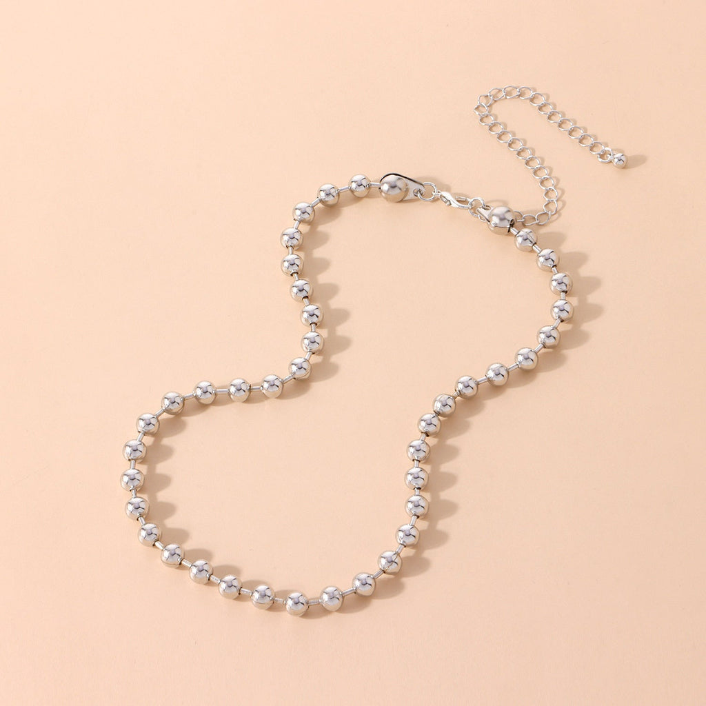 Punk Chunky Beaded Chain Handmade Choker Plain Ball Necklace