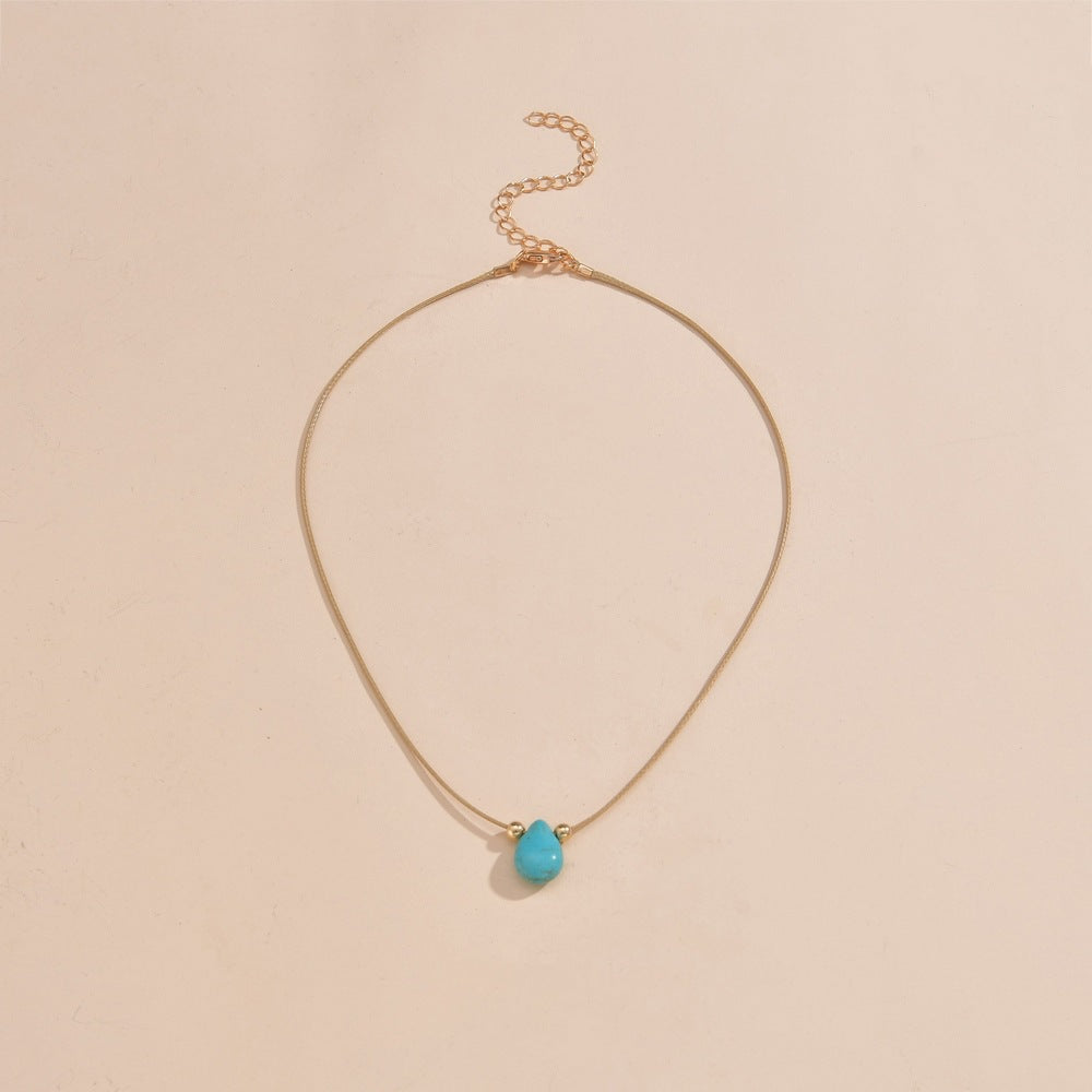Natural Stone Turquoise Pendant Necklace