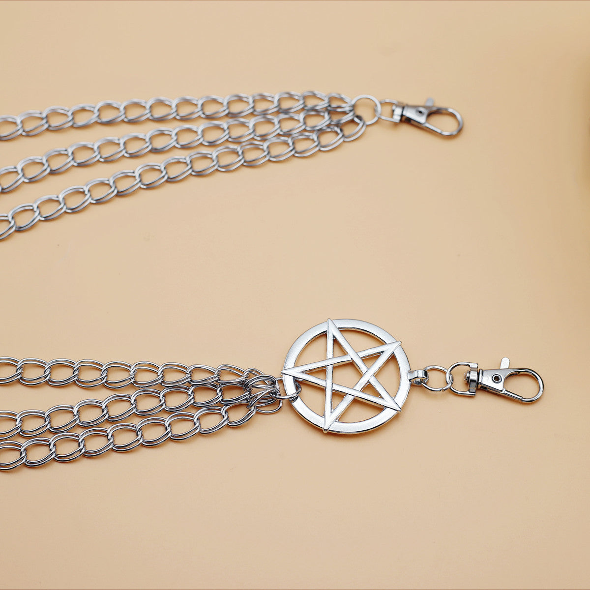 Punk Pants Chain Pentagram Keychains for Men Women Jean Trouser Biker Chains