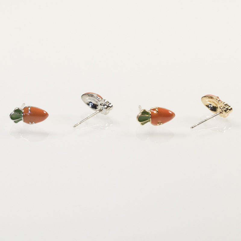 Rabbit carrot stud earrings set