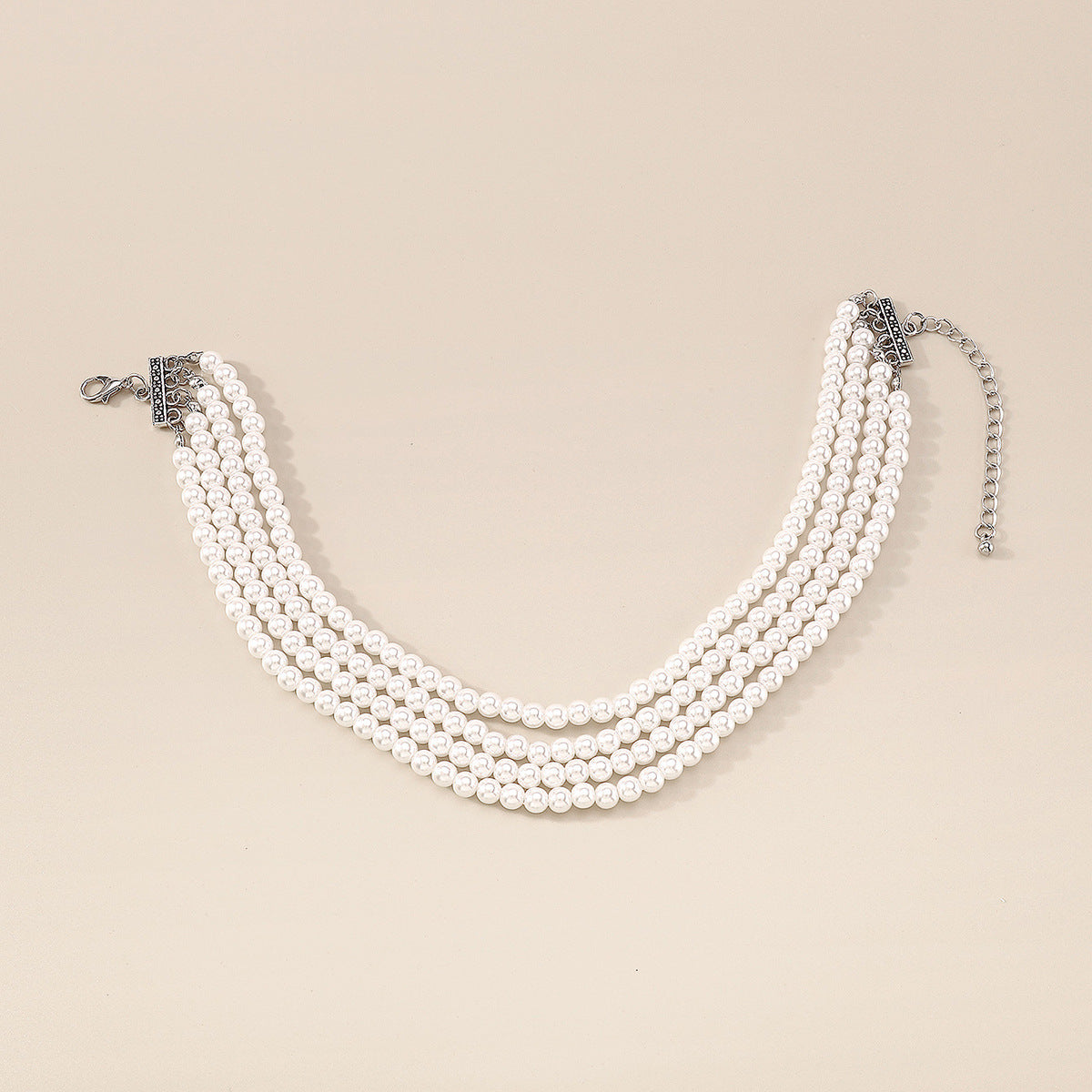 Boho Multi Layered Pearl Choker Necklace