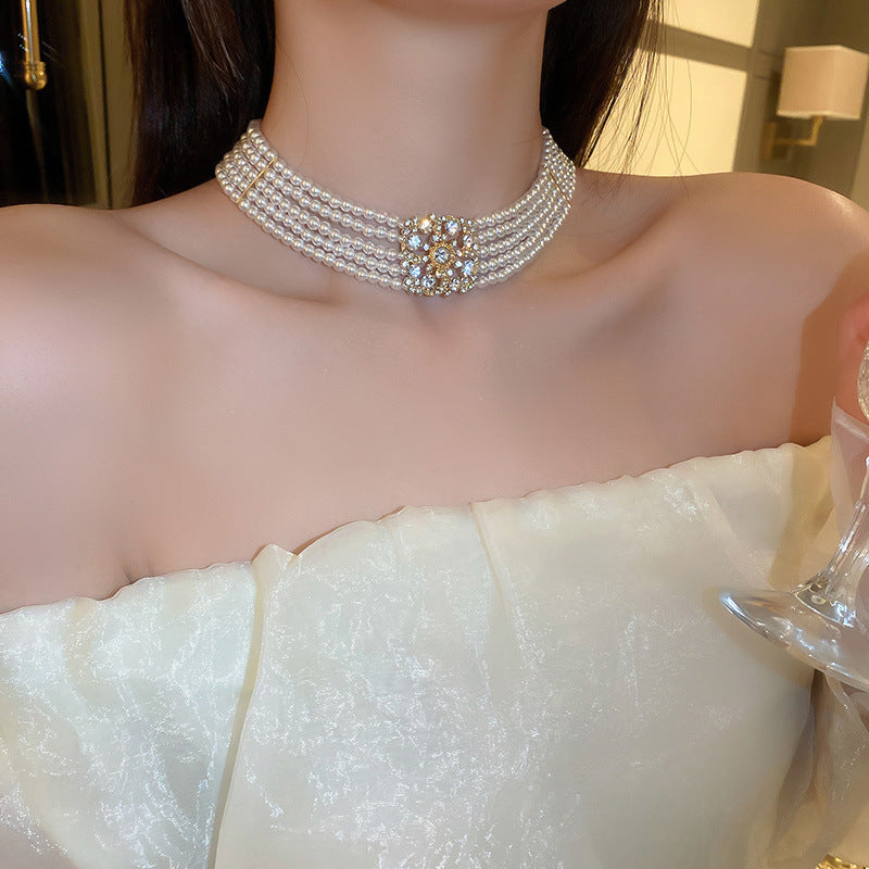 Multi Layer Pearl Beaded Necklaces Healing Crystal Jewelry Necklace