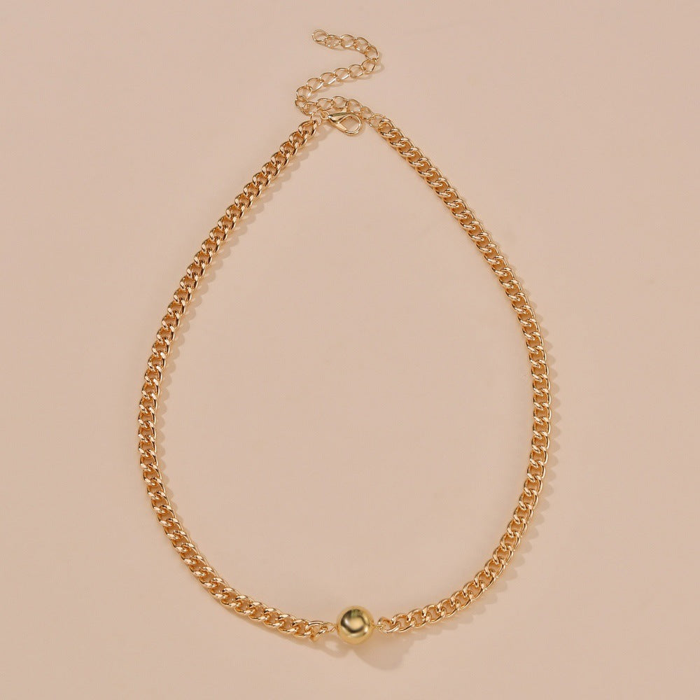 Cuban Link Chain Necklace with Pearl Charm
