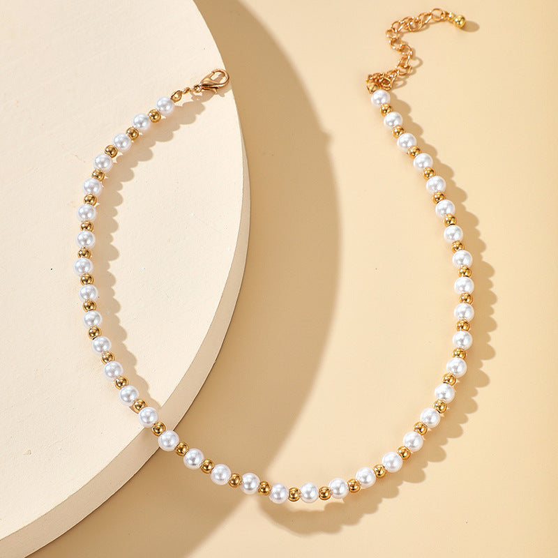 Simple Women Jewelry Gold Plated Bead Necklace Choker