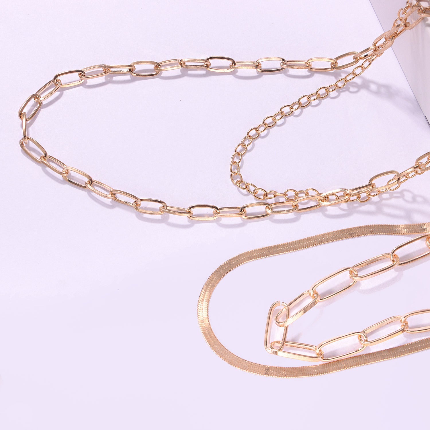 Multiple Paperclip Chain Layer Necklace Set
