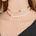 Layered Choker Metal Disc Chain Necklace