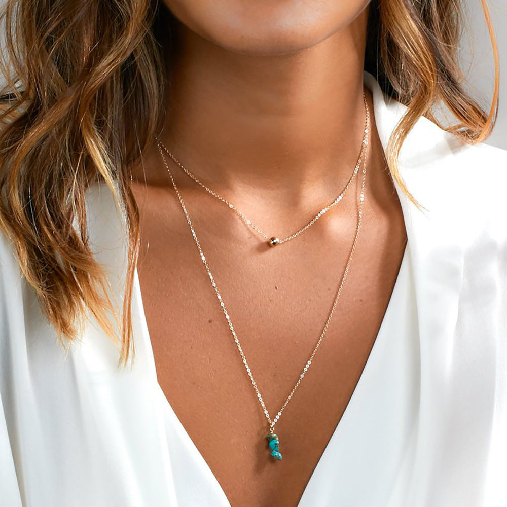 Gemstone Nature Stone Chain Necklace