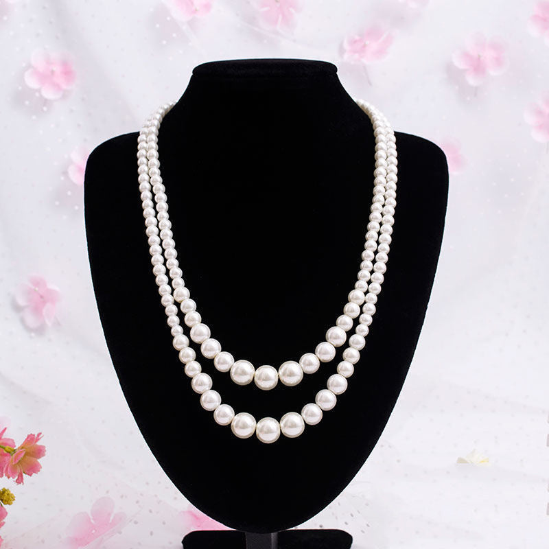 Multi-Layer Pearl Statement Bridal Choker Necklace for Wedding Party Jewelry