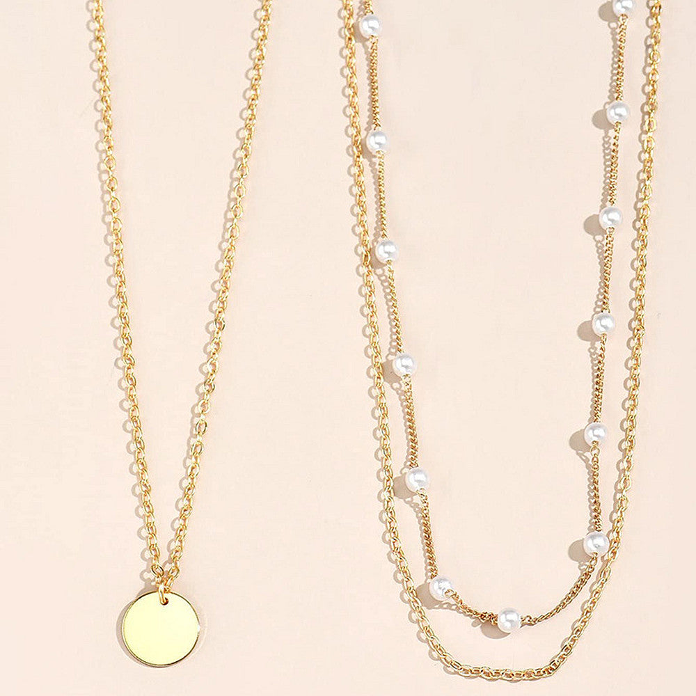 Multi Layer Pearl Chain Necklace