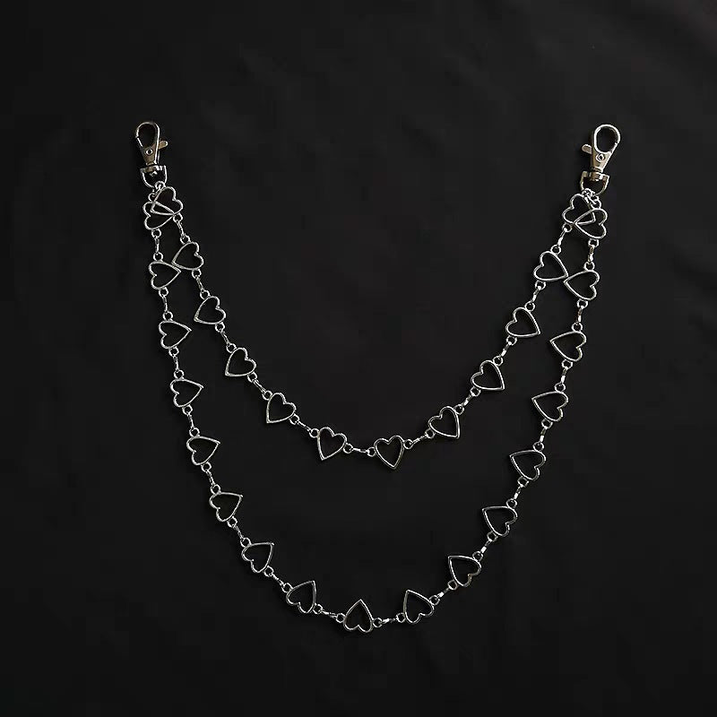 Double Chain Love Waist Chain Hip Hop Heart Pants Chain