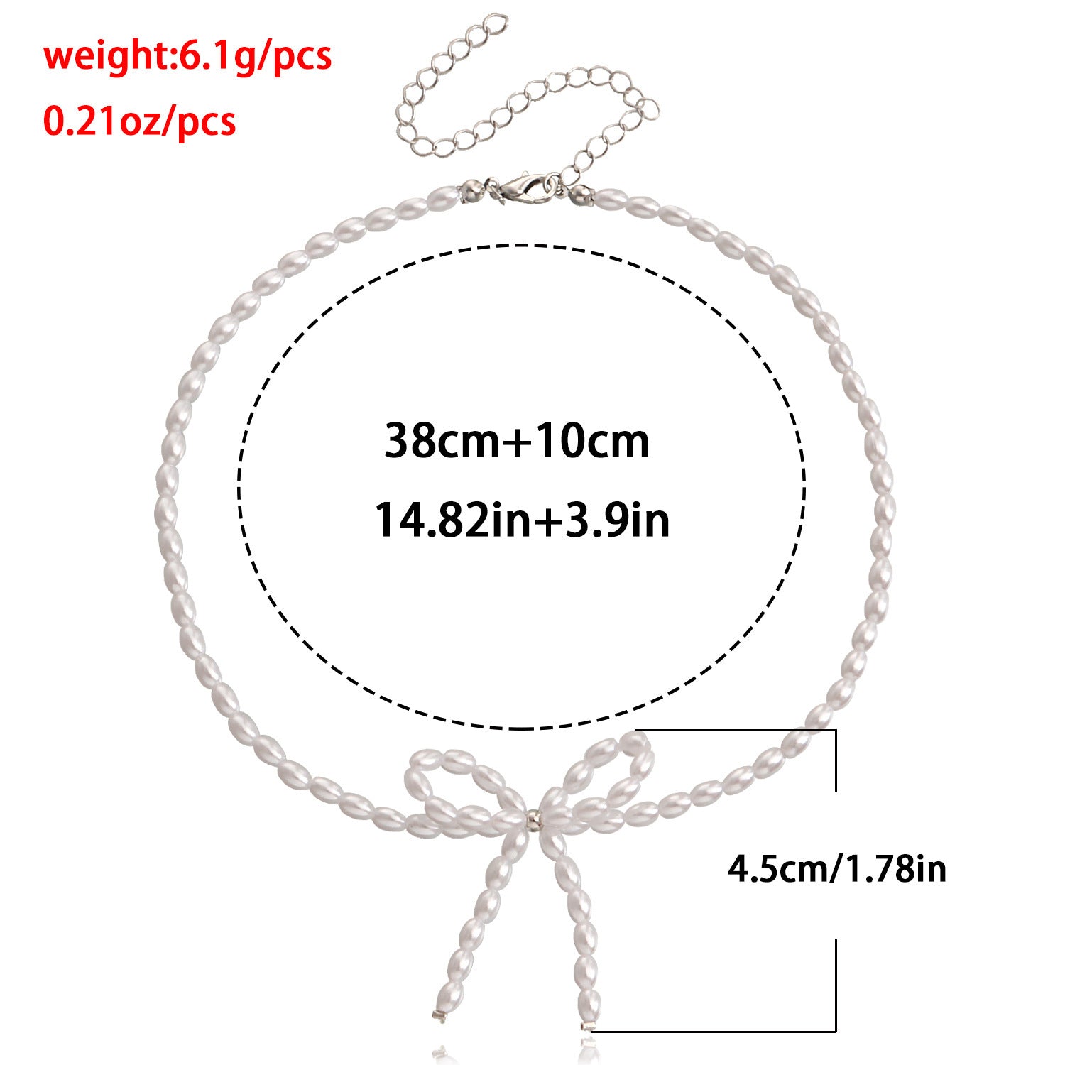 Pearl Chain Bow Knot Pendant Pearl Choker Necklace