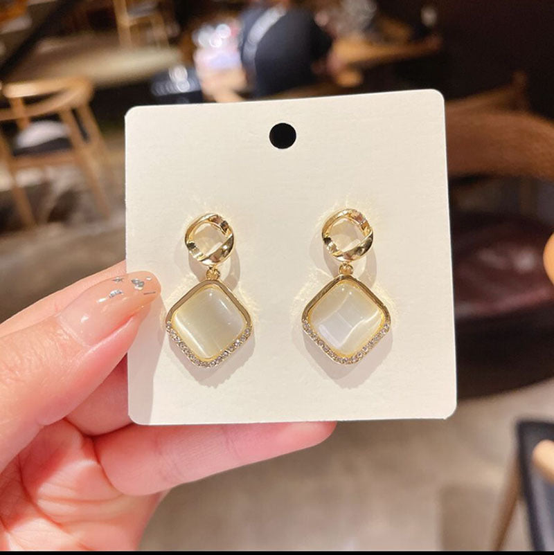 Geometric Opal Stud Earrings