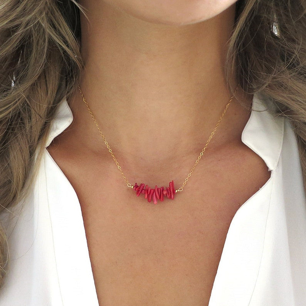 Red Coral Stone Lucky Necklace