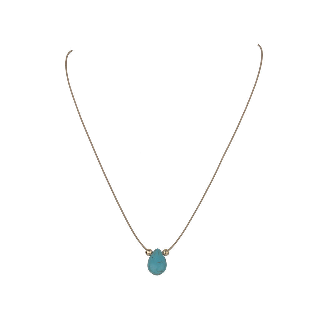 Natural Stone Turquoise Pendant Necklace