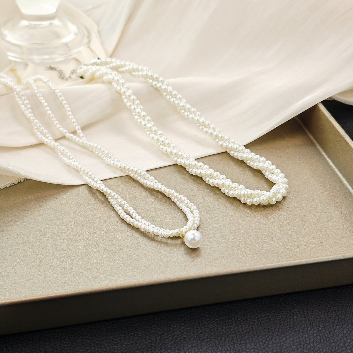 Multi Strand Pearl Necklace Pearl Choker Necklace