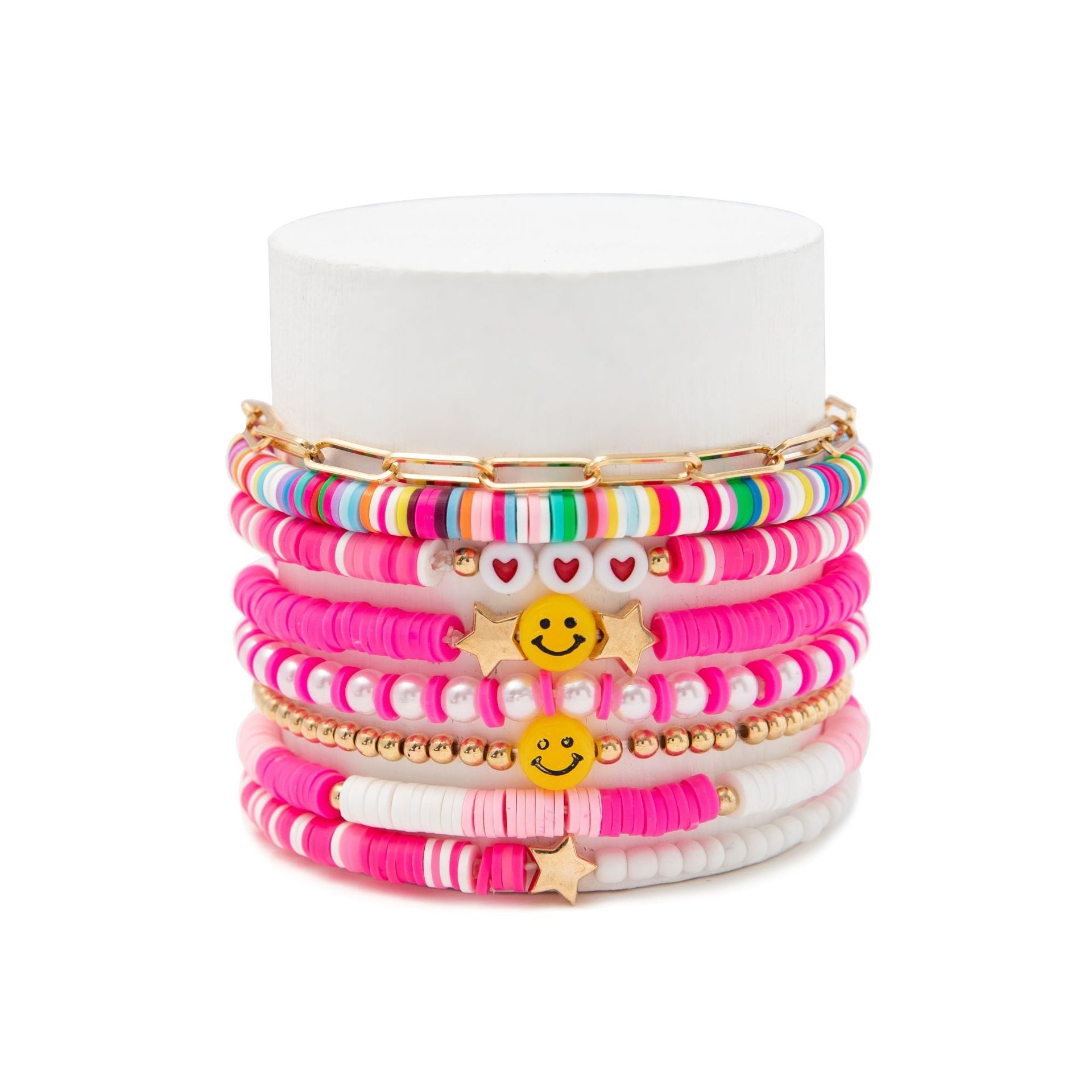 Colorful Smile Polymer Clay Beach Bohemian Bracelets