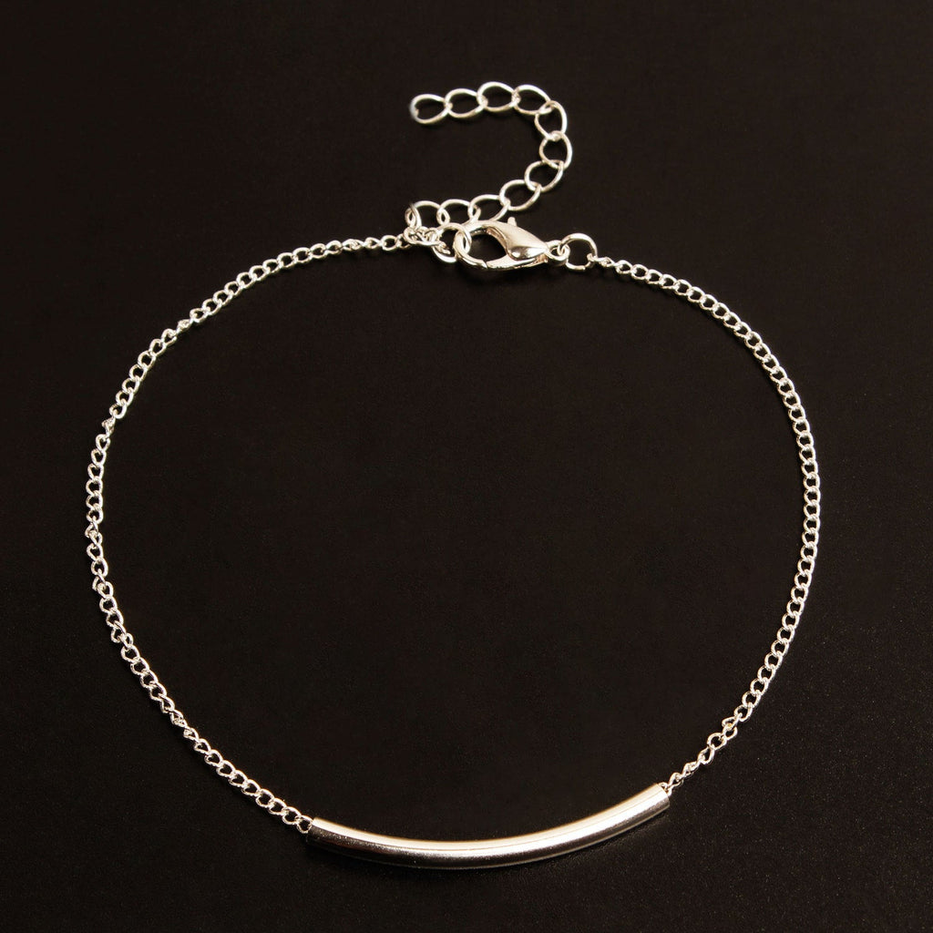 Women Square Tube Curved Bar Ankle Bracelets