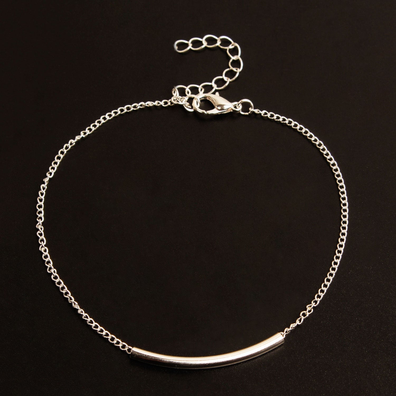 Women Square Tube Curved Bar Ankle Bracelets