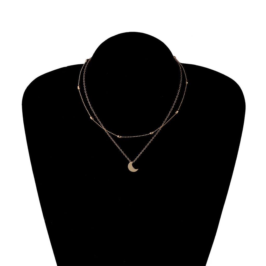 Moon Charm Double Layer Necklace
