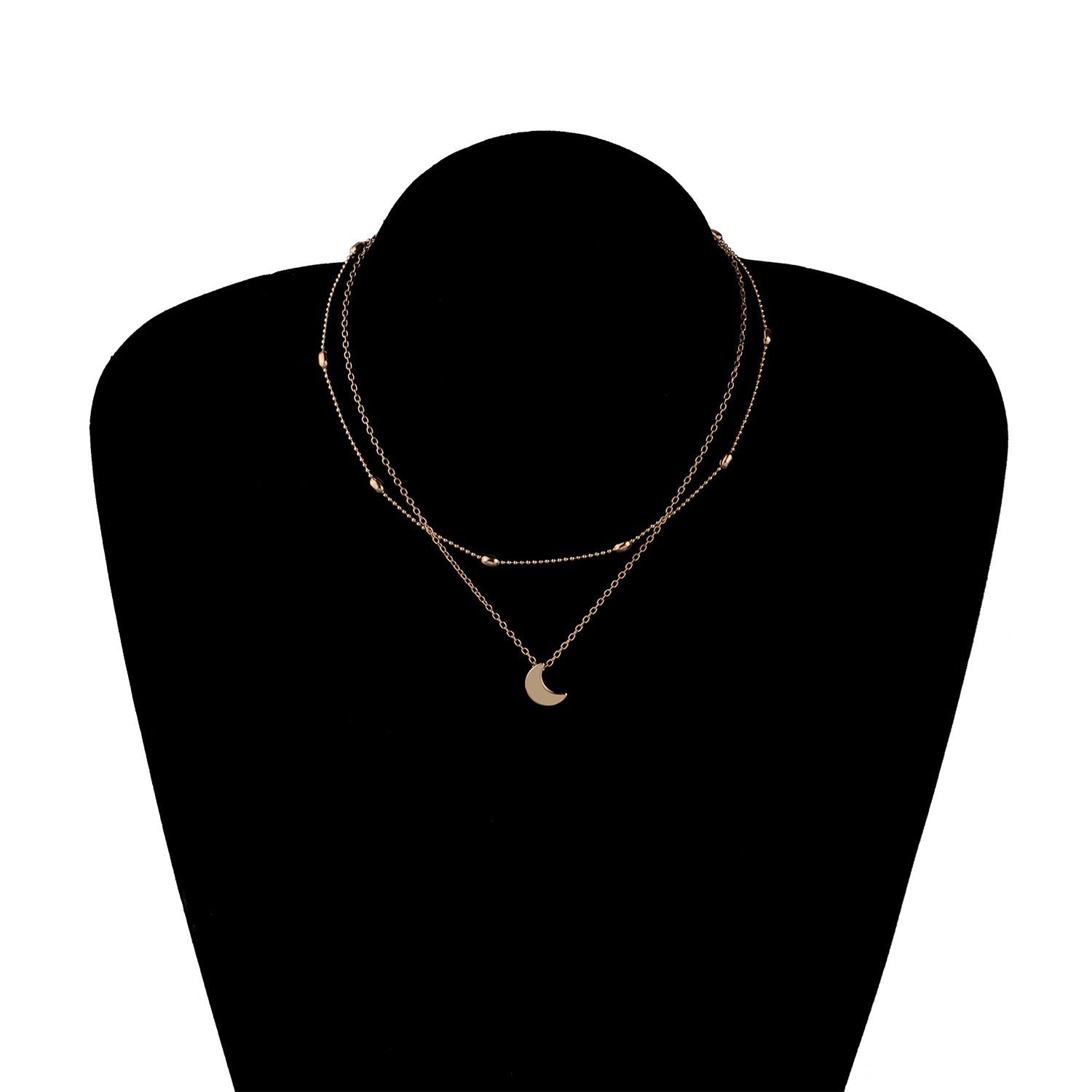 Moon Charm Double Layer Necklace