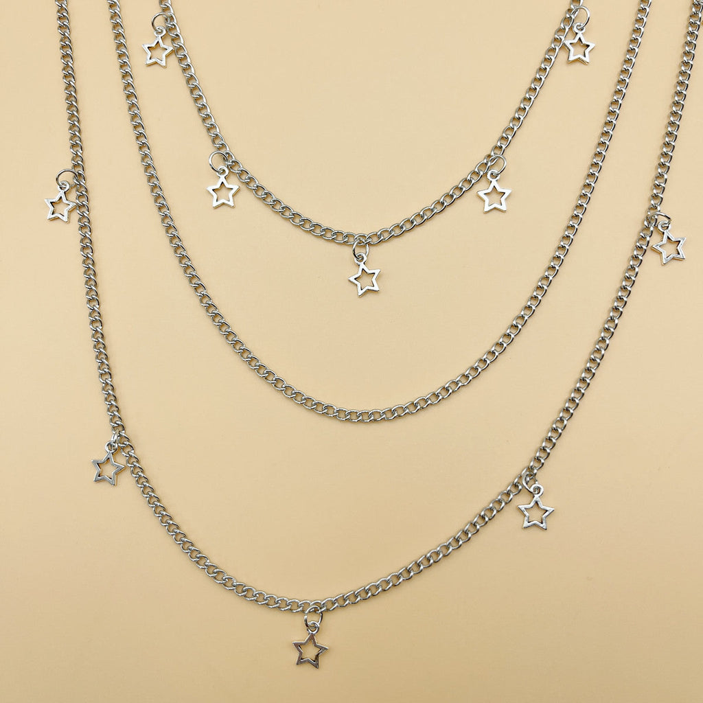 Vintage Metal Key Pendant Multi-layer Star Waist Chain