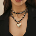 Retro Love Double Layer Chain Necklace