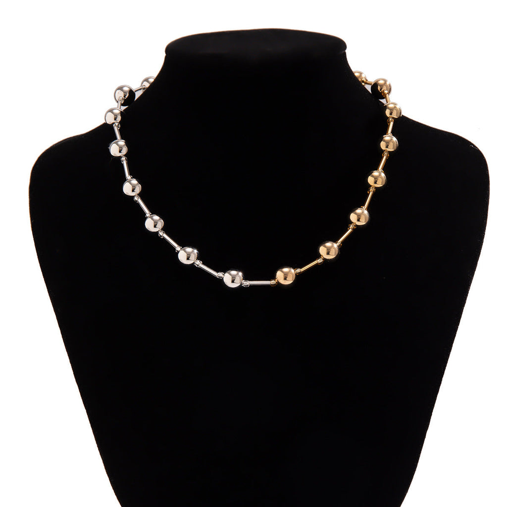 Women CCB Beads Imitation Pearl Collar Choker Necklace