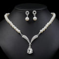 Elegant Pearl Bride Necklace Ear Accessories for Banquet Wedding