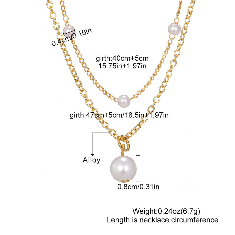 Pearl Tassel Pendant Necklace Double Layer