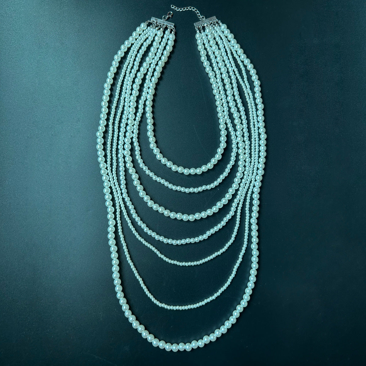 7 Layers Beaded Pearl String Necklace Big Statement Jewelry
