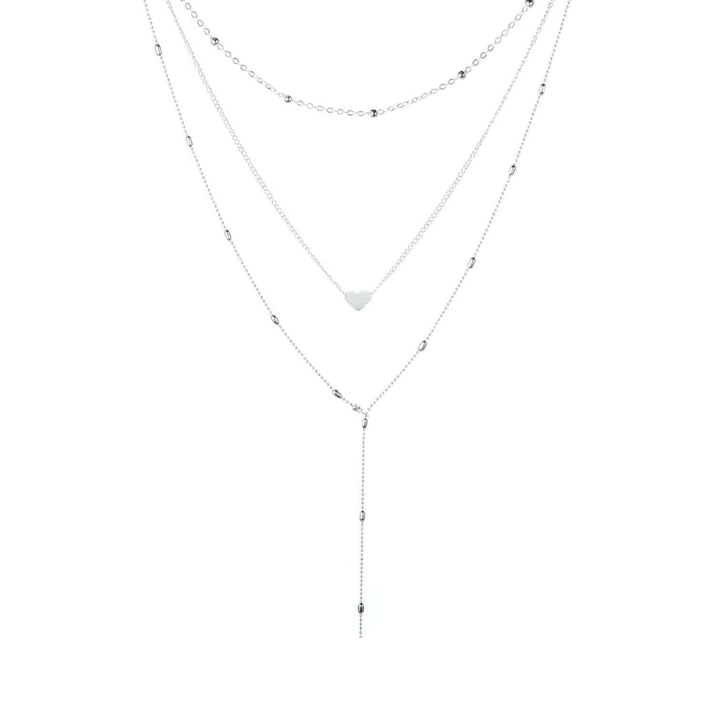 Women Necklaces Pendants 3 Multi Layer Heart Tassel Charm