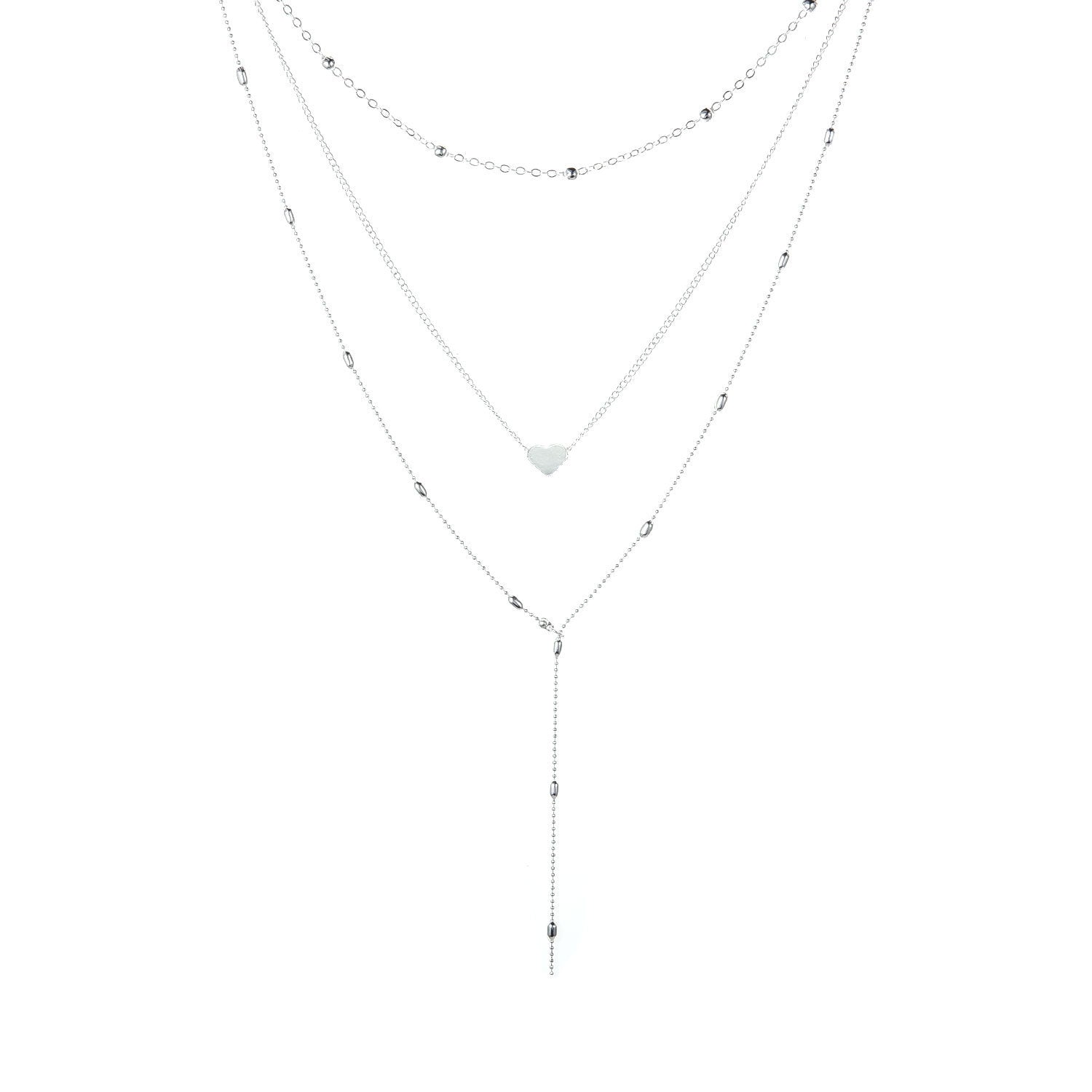 Women Necklaces Pendants 3 Multi Layer Heart Tassel Charm