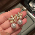 White Pearl Flower Earrings