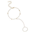 Pearl Beads Chain Finger Ring Bracelet