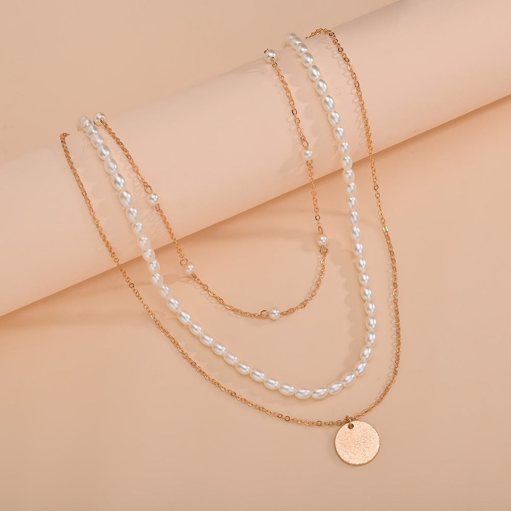 Multi-layer Layered Pearl Necklace Women Pendant