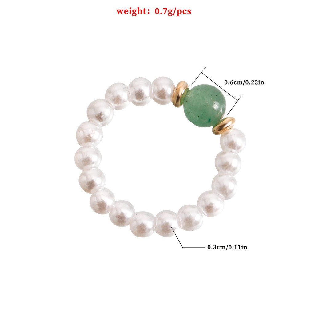 Elastic Beaded Pearl Finger Rings