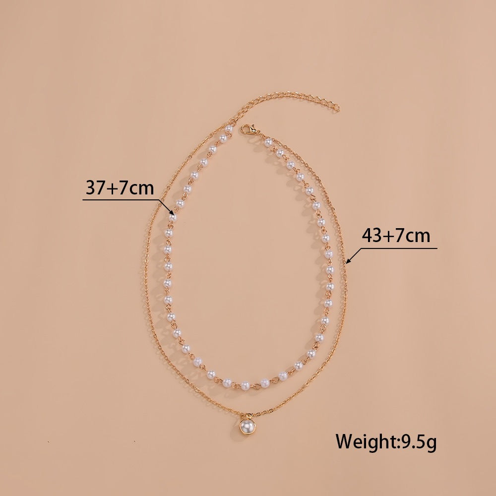 Chain Pearl Necklace for Women Baroque Metal
