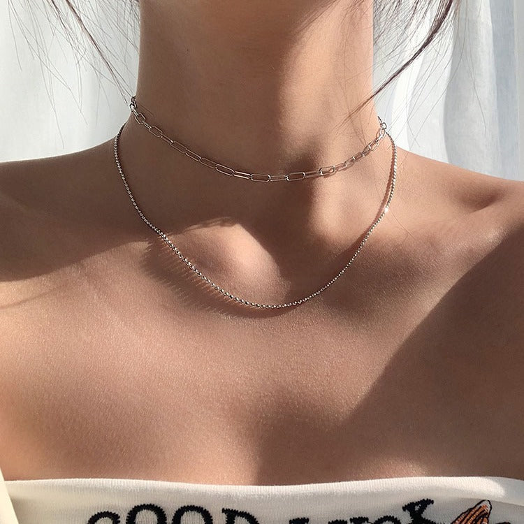 Paperclip Box Chain Layer Necklace