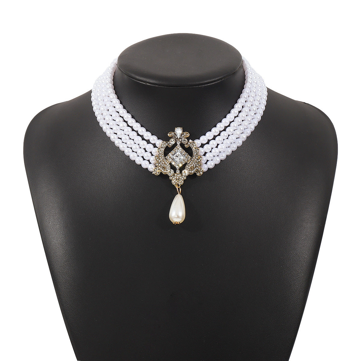 Imitation Pearl Chain Beaded Necklace Vintage Handmade