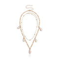 Sea Shell Pendant Bead Chain Choker Necklace