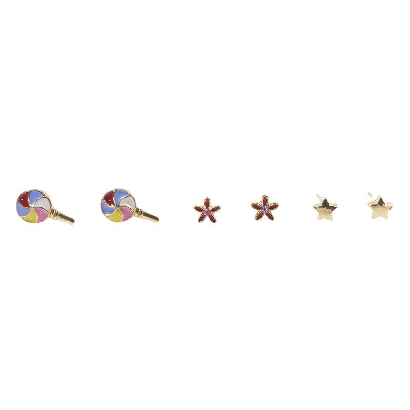 Lollipop flower stud earrings set