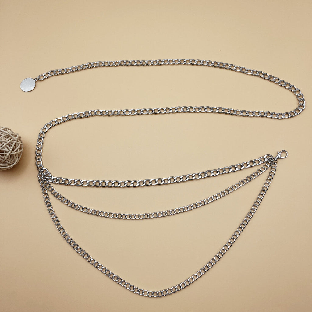 Multilayer Metal Waist Chain Dress Belts Metal Belt