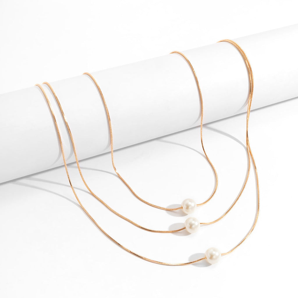 Multi Layered Pearl Pendant Necklace