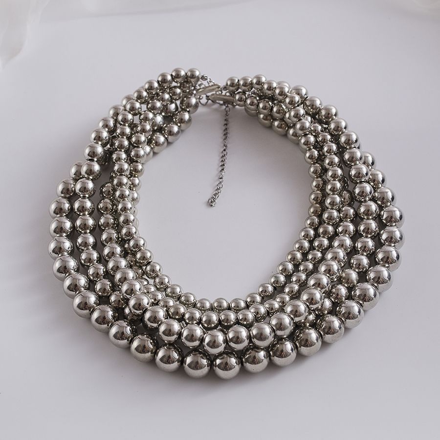 Metallic Bead Necklace Boho Layers Bead Necklace