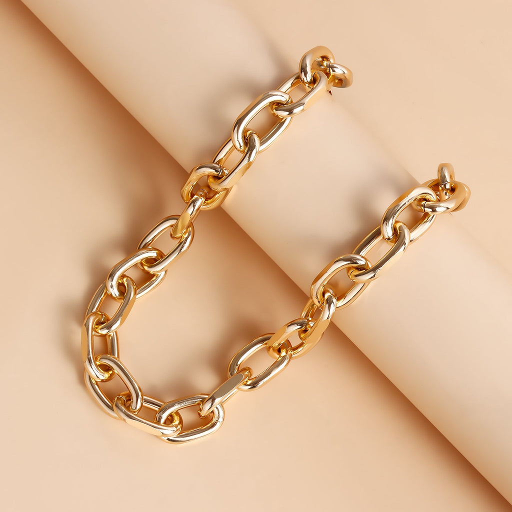 Metal Alloy Thick Chain Choker Necklace